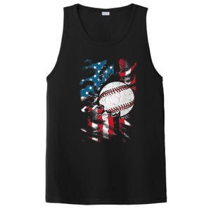 Patriotic Baseball 4th Of July USA American Flag PosiCharge Competitor Tank