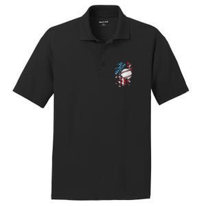 Patriotic Baseball 4th Of July USA American Flag PosiCharge RacerMesh Polo