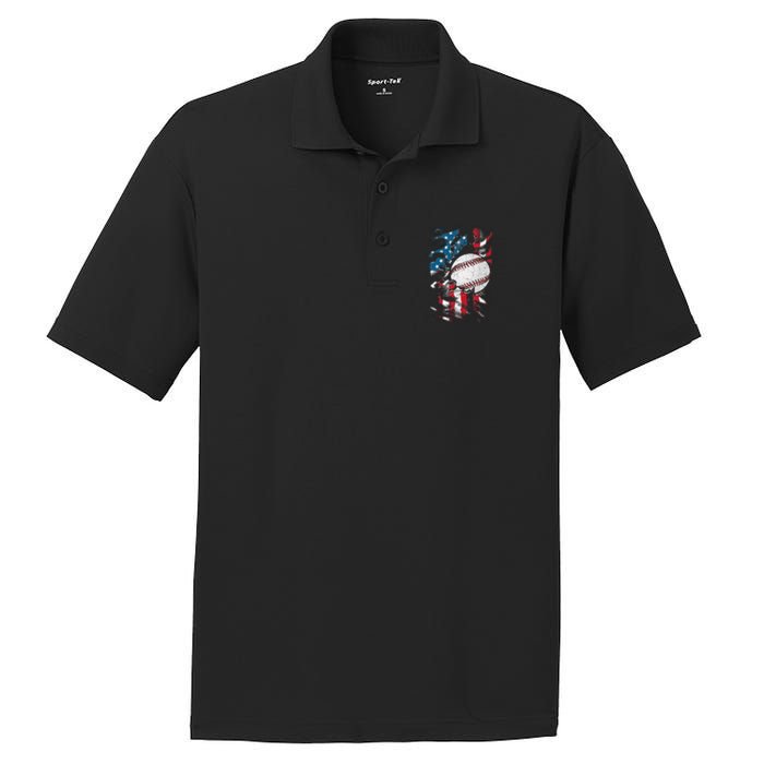 Patriotic Baseball 4th Of July USA American Flag PosiCharge RacerMesh Polo