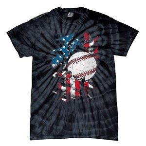 Patriotic Baseball 4th Of July USA American Flag Tie-Dye T-Shirt