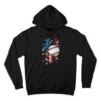 Patriotic Baseball 4th Of July USA American Flag Tall Hoodie