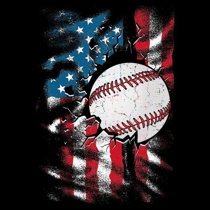 Patriotic Baseball 4th Of July USA American Flag Womens T-Shirt