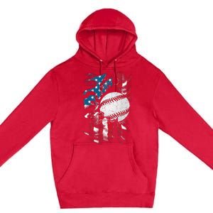 Patriotic Baseball 4th Of July USA American Flag Premium Pullover Hoodie