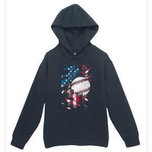 Patriotic Baseball 4th Of July USA American Flag Urban Pullover Hoodie