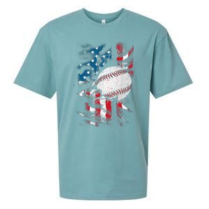 Patriotic Baseball 4th Of July USA American Flag Sueded Cloud Jersey T-Shirt