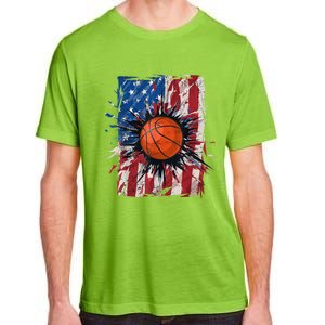 Patriotic Basketball 4th Of July Men USA American Flag Boy Adult ChromaSoft Performance T-Shirt