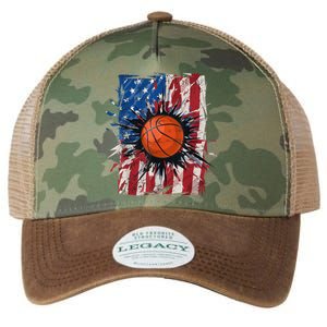 Patriotic Basketball 4th Of July Men USA American Flag Boy Legacy Tie Dye Trucker Hat