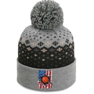 Patriotic Basketball 4th Of July Men USA American Flag Boy The Baniff Cuffed Pom Beanie