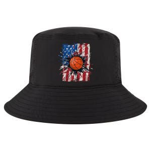 Patriotic Basketball 4th Of July Men USA American Flag Boy Cool Comfort Performance Bucket Hat