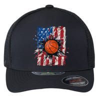 Patriotic Basketball 4th Of July Men USA American Flag Boy Flexfit Unipanel Trucker Cap