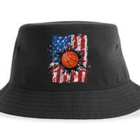 Patriotic Basketball 4th Of July Men USA American Flag Boy Sustainable Bucket Hat