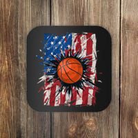 Patriotic Basketball 4th Of July Men USA American Flag Boy Coaster