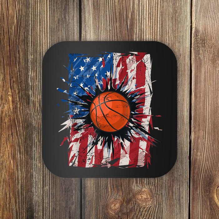 Patriotic Basketball 4th Of July Men USA American Flag Boy Coaster