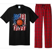 Patriotic Basketball 4th Of July Men USA American Flag Boy Pajama Set