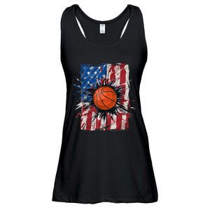 Patriotic Basketball 4th Of July Men USA American Flag Boy Ladies Essential Flowy Tank