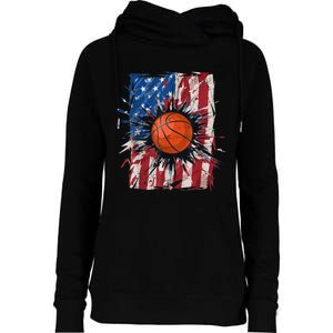 Patriotic Basketball 4th Of July Men USA American Flag Boy Womens Funnel Neck Pullover Hood