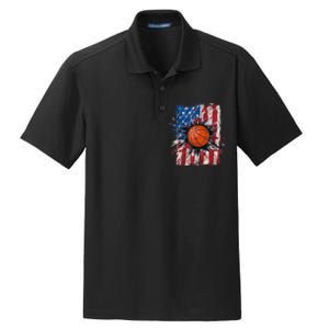 Patriotic Basketball 4th Of July Men USA American Flag Boy Dry Zone Grid Polo