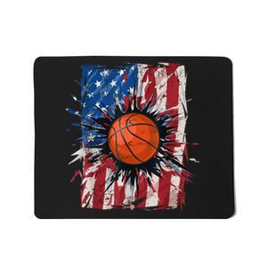 Patriotic Basketball 4th Of July Men USA American Flag Boy Mousepad