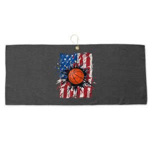 Patriotic Basketball 4th Of July Men USA American Flag Boy Large Microfiber Waffle Golf Towel