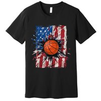 Patriotic Basketball 4th Of July Men USA American Flag Boy Premium T-Shirt