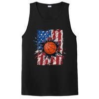 Patriotic Basketball 4th Of July Men USA American Flag Boy PosiCharge Competitor Tank