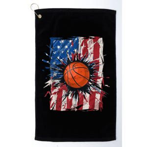 Patriotic Basketball 4th Of July Men USA American Flag Boy Platinum Collection Golf Towel