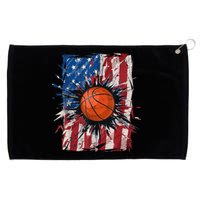 Patriotic Basketball 4th Of July Men USA American Flag Boy Grommeted Golf Towel