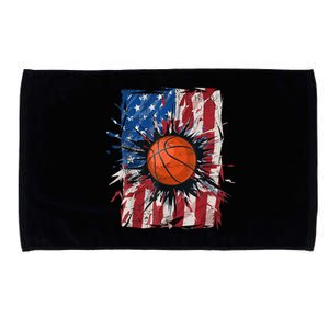 Patriotic Basketball 4th Of July Men USA American Flag Boy Microfiber Hand Towel