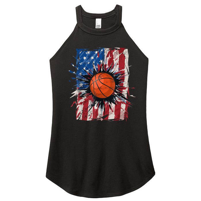 Patriotic Basketball 4th Of July Men USA American Flag Boy Women's Perfect Tri Rocker Tank