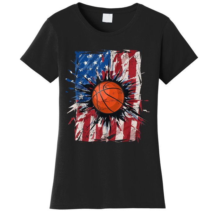 Patriotic Basketball 4th Of July Men USA American Flag Boy Women's T-Shirt