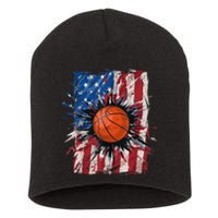 Patriotic Basketball 4th Of July Men USA American Flag Boy Short Acrylic Beanie