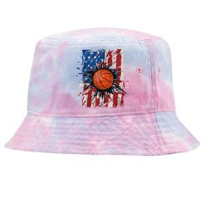 Patriotic Basketball 4th Of July Men USA American Flag Boy Tie-Dyed Bucket Hat