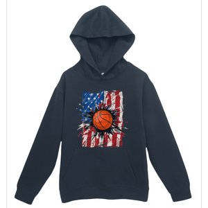 Patriotic Basketball 4th Of July Men USA American Flag Boy Urban Pullover Hoodie