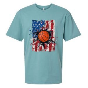 Patriotic Basketball 4th Of July Men USA American Flag Boy Sueded Cloud Jersey T-Shirt