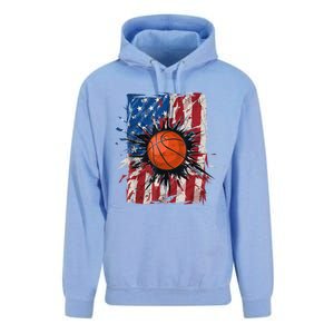 Patriotic Basketball 4th Of July Men USA American Flag Boy Unisex Surf Hoodie