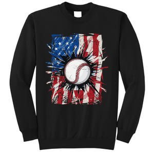 Patriotic Baseball 4th Of July Men USA American Flag Sweatshirt