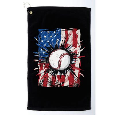 Patriotic Baseball 4th Of July Men USA American Flag Platinum Collection Golf Towel