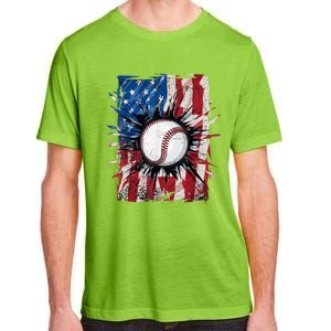 Patriotic Baseball 4th Of July Usa American Flag Adult ChromaSoft Performance T-Shirt