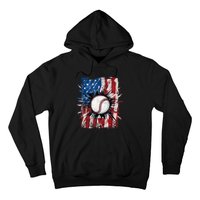 Patriotic Baseball 4th Of July Usa American Flag Hoodie