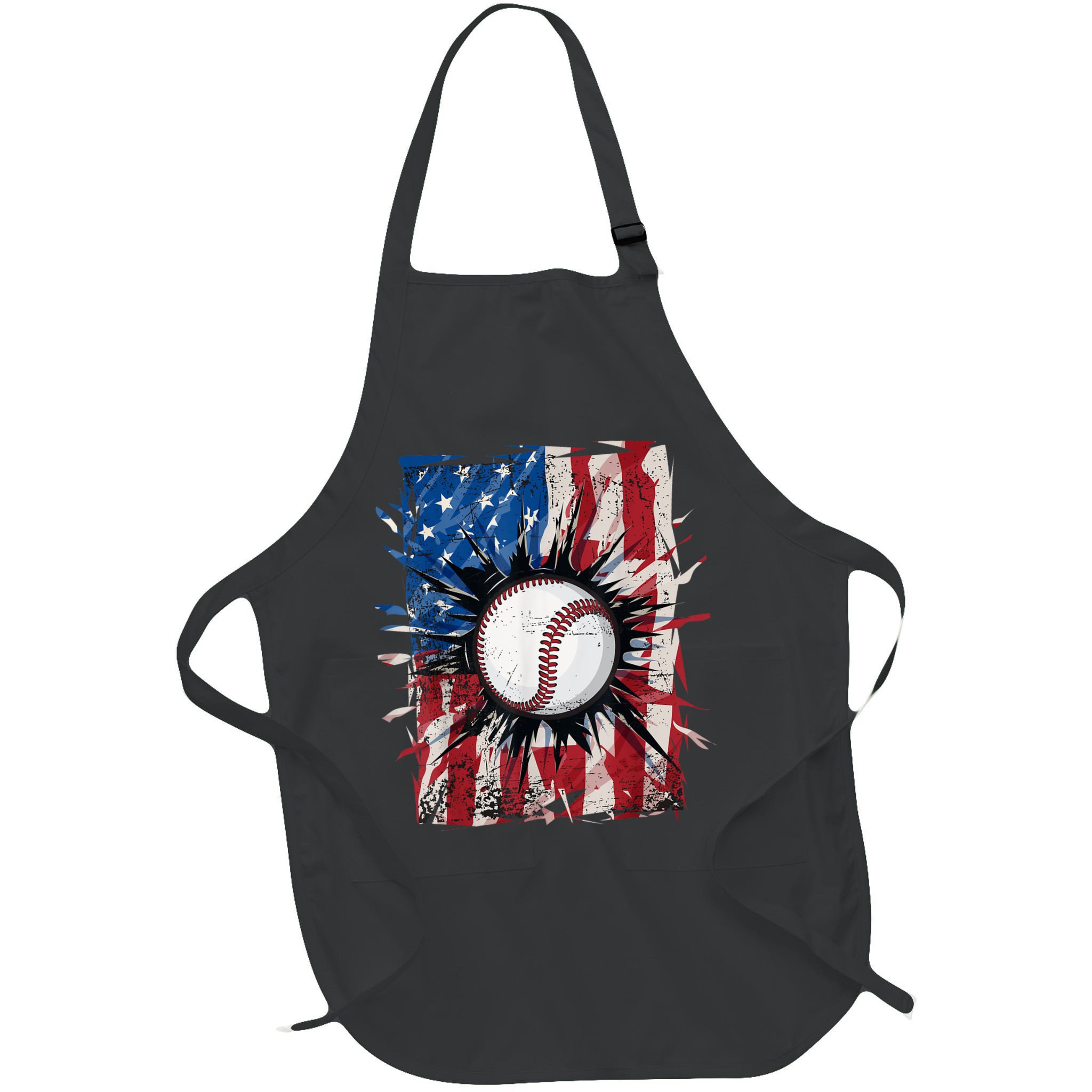 Patriotic Baseball 4th Of July Usa American Flag Apron
