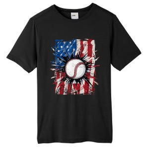 Patriotic Baseball 4th Of July Usa American Flag Tall Fusion ChromaSoft Performance T-Shirt