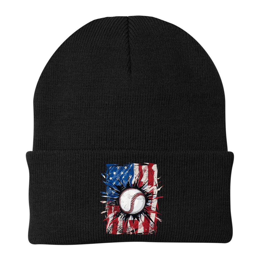 Patriotic Baseball 4th Of July Usa American Flag Beanie