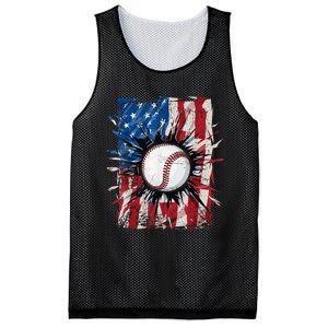 Patriotic Baseball 4th Of July Usa American Flag Mesh Reversible Basketball Jersey Tank