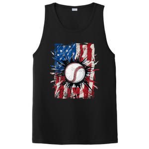 Patriotic Baseball 4th Of July Usa American Flag PosiCharge Competitor Tank