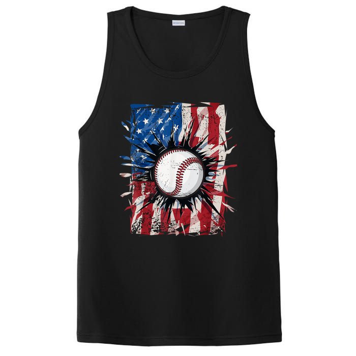 Patriotic Baseball 4th Of July Usa American Flag PosiCharge Competitor Tank