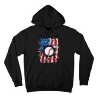 Patriotic Baseball 4th Of July Usa American Flag Tall Hoodie