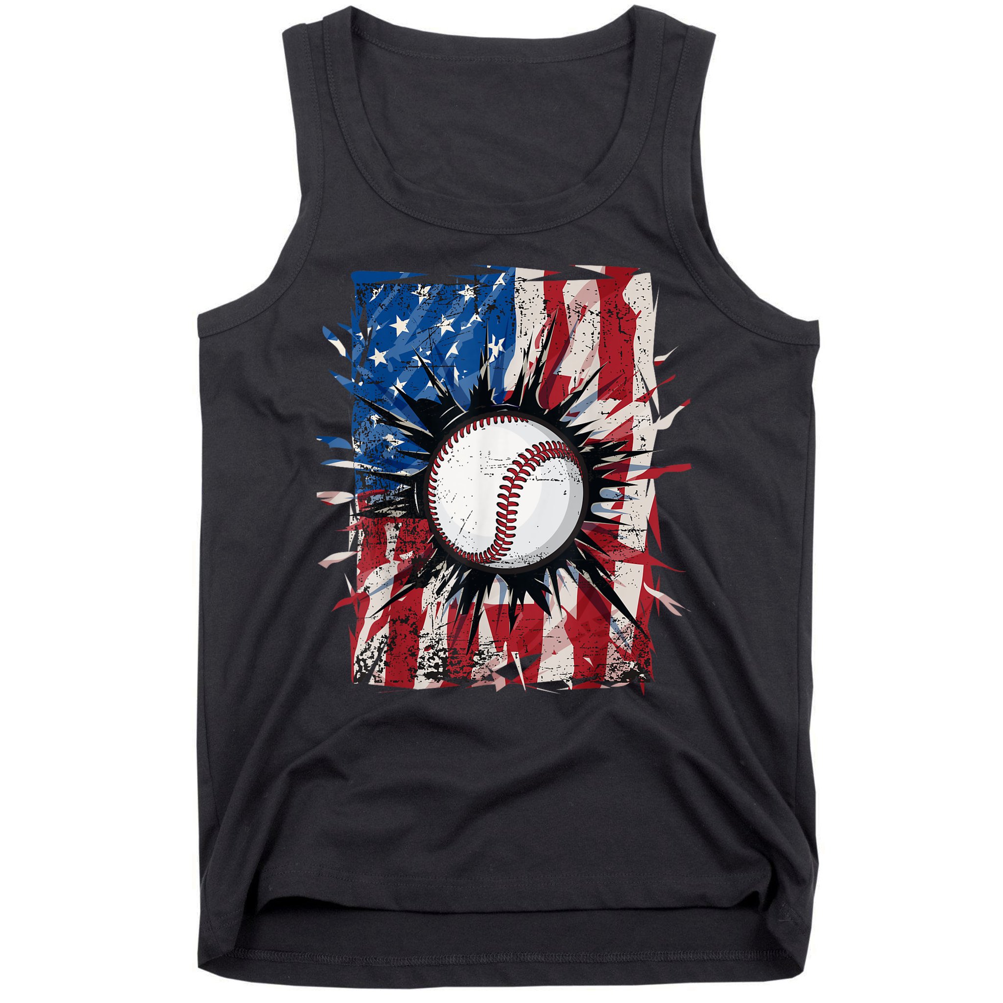 Patriotic Baseball 4th Of July Usa American Flag Tank Top