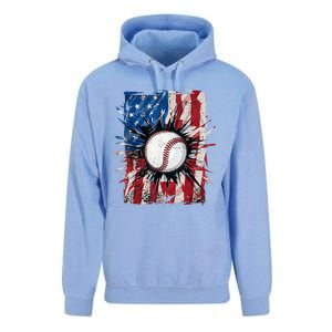 Patriotic Baseball 4th Of July Usa American Flag Unisex Surf Hoodie