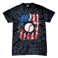 Patriotic Baseball 4th Of July Men USA American Flag Tie-Dye T-Shirt