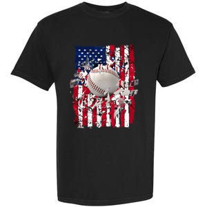 Patriotic Baseball 4th Of July Usa American Flag Garment-Dyed Heavyweight T-Shirt